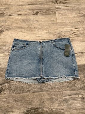 wild fable Light Blue Denim Mini Skirt with Front Zip